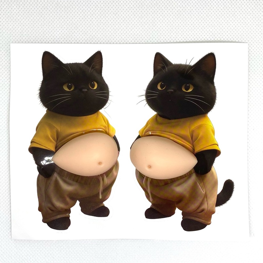 Pudgy Belly Kitty 3D Fidget Sticker Set - Help for stress & anxiety, ADHD NWOT